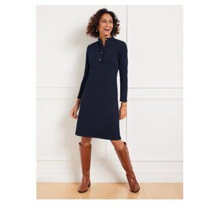 Talbots Navy Cotton French Terry Ruffle Dress - Size L